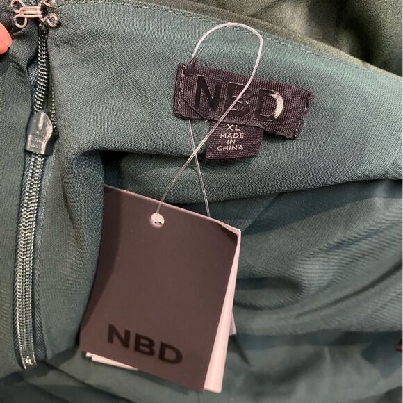 NBD Everett gown dress green maxi strappy backless Revolve NWT XL - Picture 11 of 11